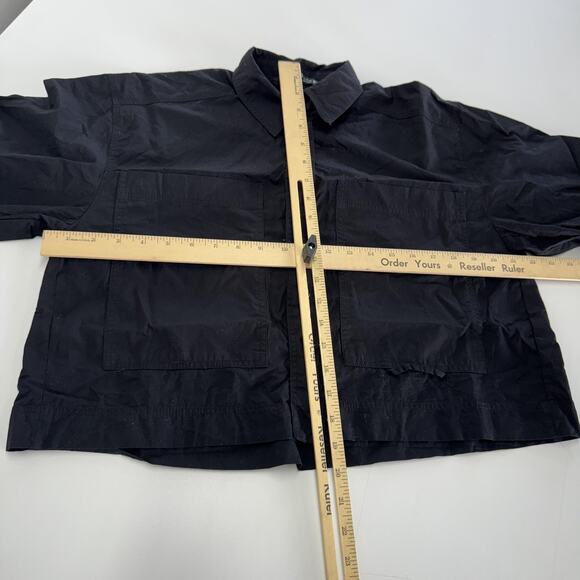 Zara‎ Shirt Womens Small Black Oversized Boxy Utility Workwear Pockets - Picture 6 of 8